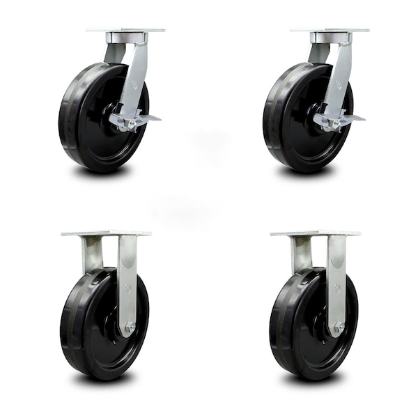Service Caster 10 Inch Heavy Duty Phenolic Wheel Caster Swivel Lock and Brake 2 Rigid SCC, 2PK SCC-KP92S1030-PHR-SLB-BSL-2-R-2 - main